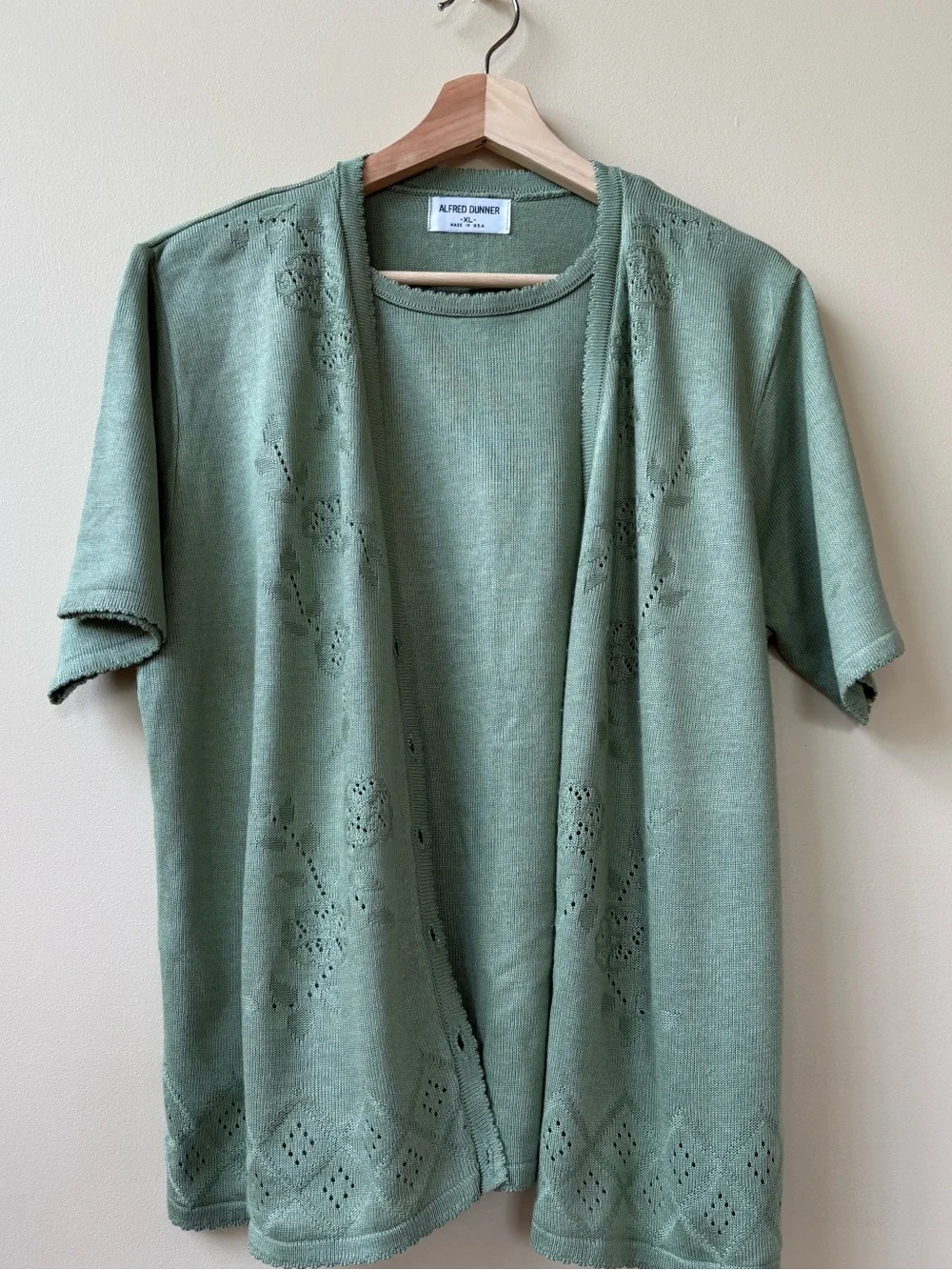 Alfred Dunner Sage Green Knit Short Sleeve Top - SIZE XL - MADE IN USA - Picture 13 of 15